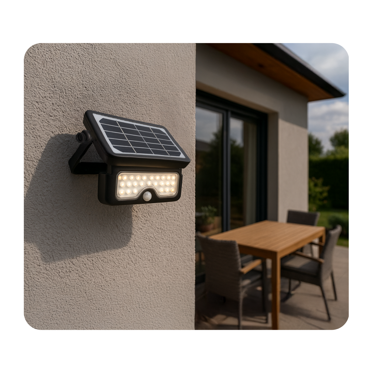 Projecteur solaire RISEN – 8W, 500lm, capteur de mouvement, IP65, autonomie 1 nuit - Wattnlight