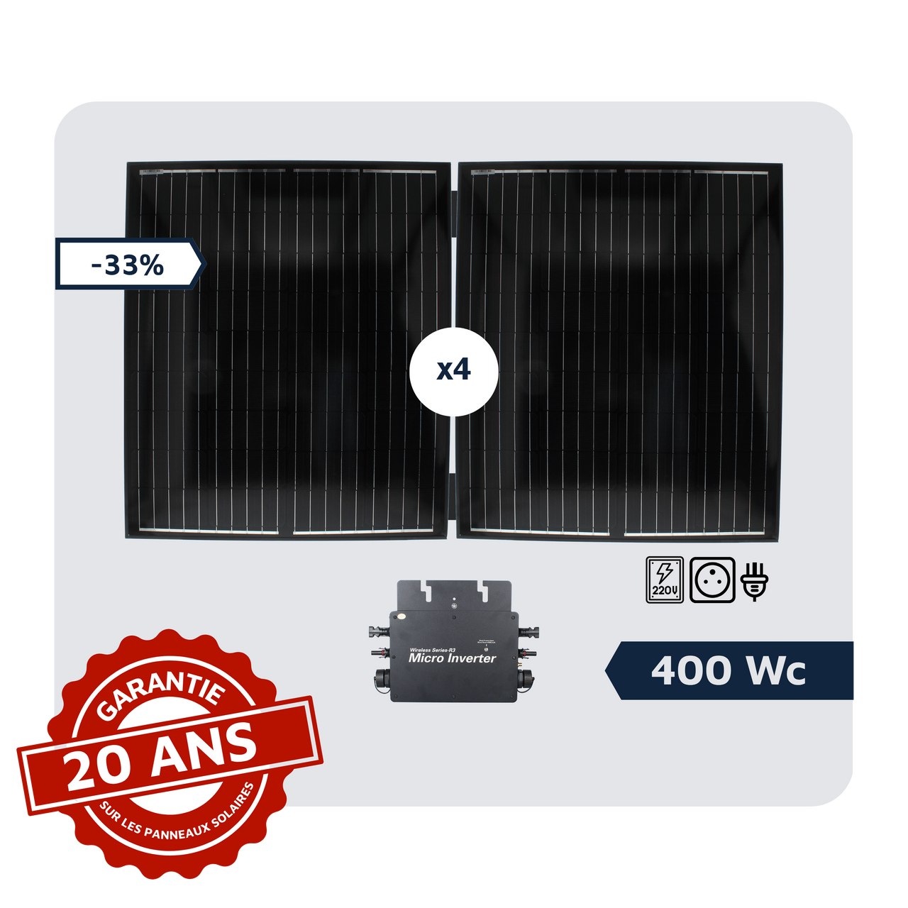 Kit solaire 400W autoconsommation Plug & Play - 4x100W | Wattnlight