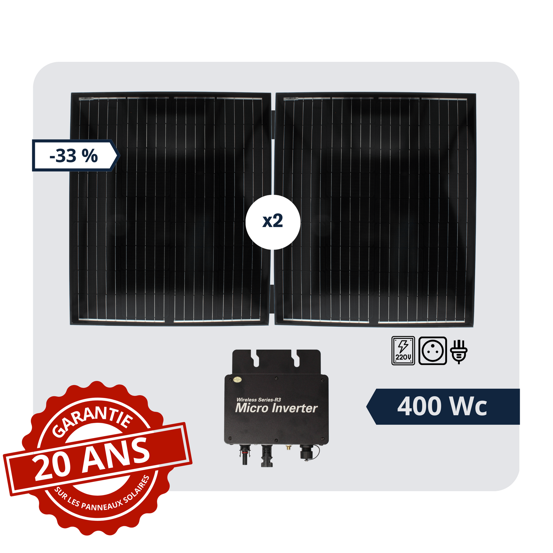 Kit solaire 400W autoconsommation Plug & Play - 4x100W | Wattnlight - Wattnlight