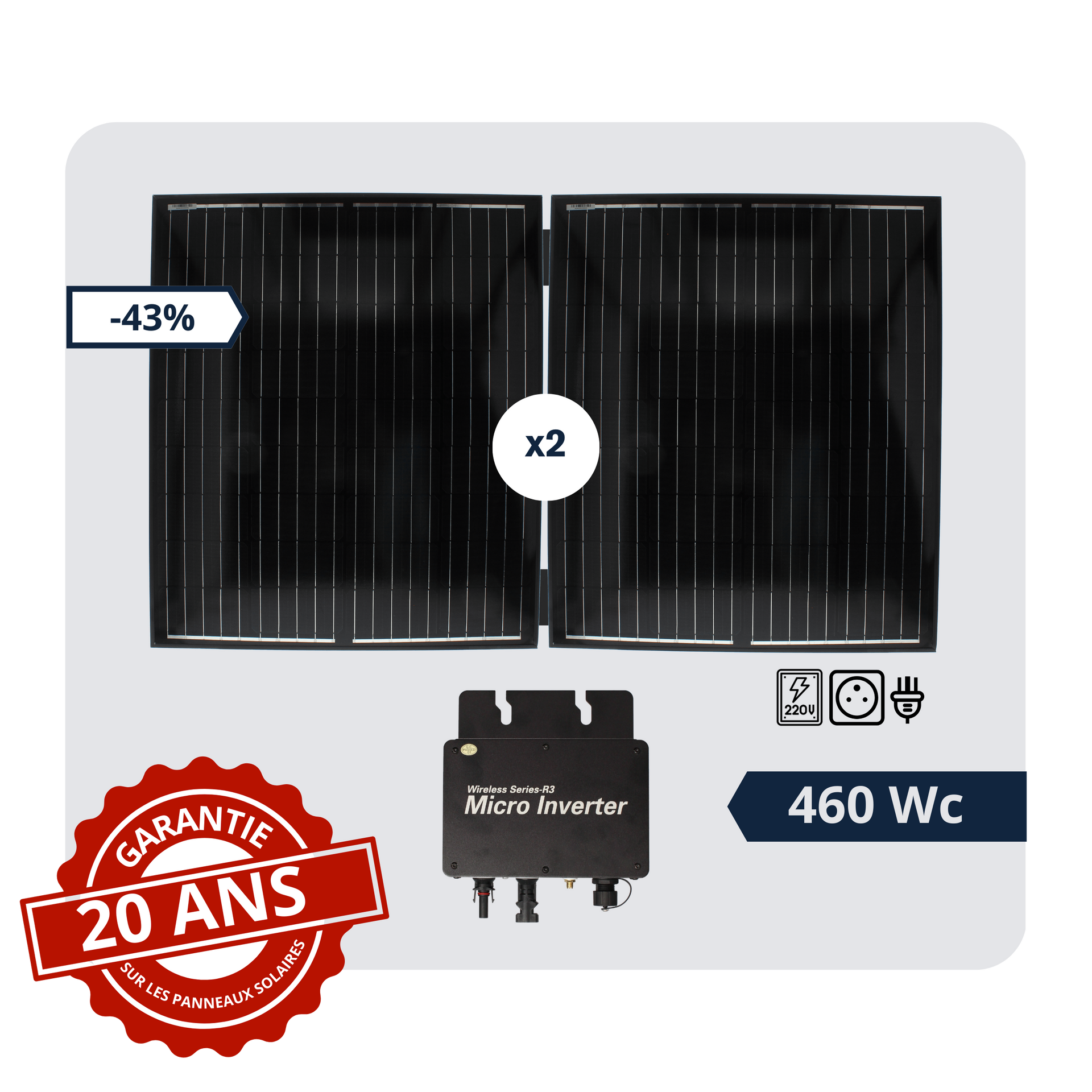 Kit solaire autoconsommation 460W Plug & Play - 2x230W | Wattnlight - Wattnlight